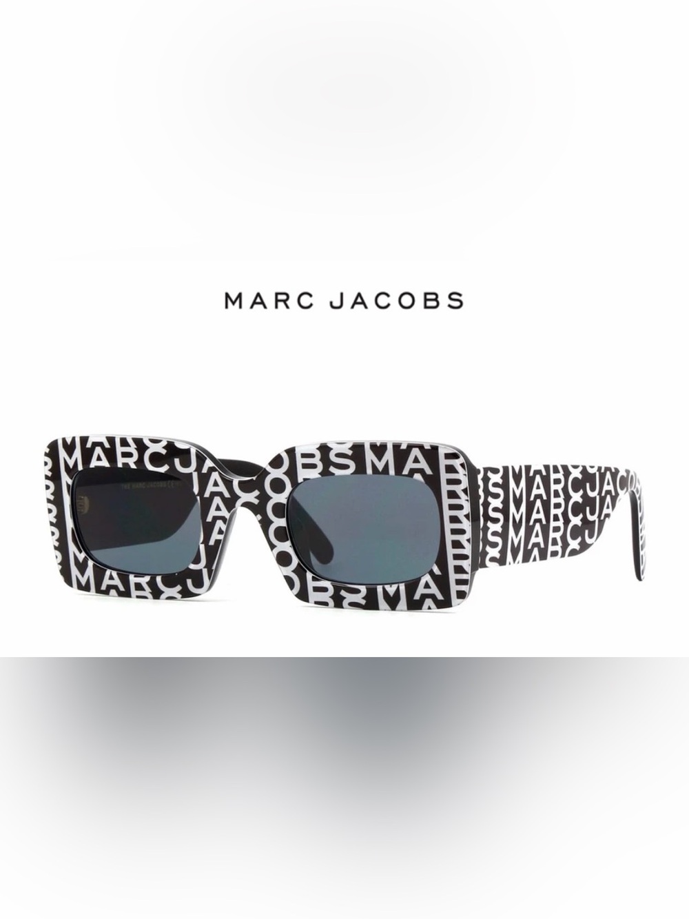 Marc Jacobs Black & White Logo Square Sunglasses